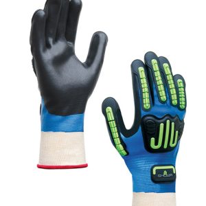 SHOWA FOAM NITRIL PALM COAT GLOVE W/BUMPER BLUE BLK LIME