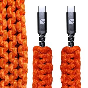 DARK ENERGY 3FT PARACORD CABLE USB-C TO USB-C ORANGE