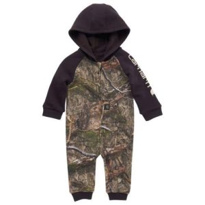 CARHARTT KIDS LS FLEECE ZIP FRONT COVERALL OAK DNA PRINT 211