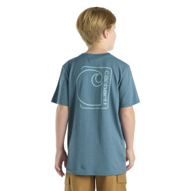 CARHARTT KIDS SHORT SLEEVE POCKET GRAPHIC T-SHIRT/ REAL TEAL HTR CA66